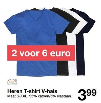 Aanbiedingen Heren t-shirt v-hals - Huismerk - Zeeman  - Geldig van 03/03/2017 tot 17/03/2017 bij Zeeman