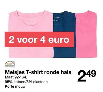 Aanbiedingen Meisjes t-shirt ronde hals - Huismerk - Zeeman  - Geldig van 03/03/2017 tot 17/03/2017 bij Zeeman