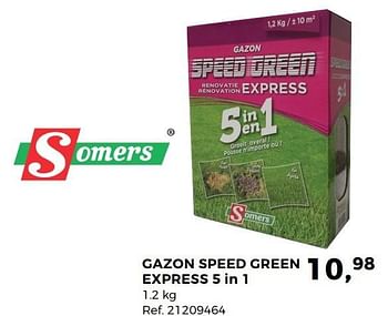 Aanbiedingen Gazon speed green express 5 in 1 - Somers - Geldig van 07/03/2017 tot 04/04/2017 bij Supra Bazar