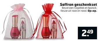 Aanbiedingen Saffron geschenkset - Saffron - Geldig van 28/02/2017 tot 12/03/2017 bij Trekpleister