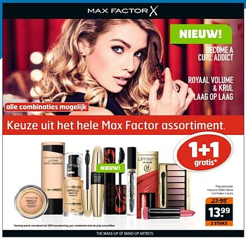 Aanbiedingen Mascara 2000 calorie curl addict - Max Factor - Geldig van 28/02/2017 tot 12/03/2017 bij Trekpleister