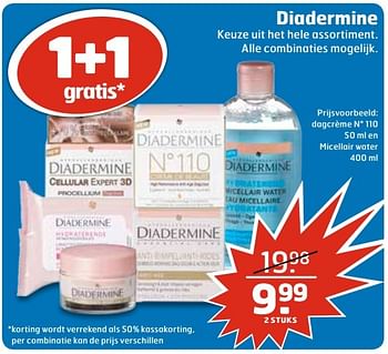 Aanbiedingen Dagcrème n° 110 en micellair water - Diadermine - Geldig van 28/02/2017 tot 12/03/2017 bij Trekpleister