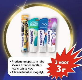Aanbiedingen Prodent tandpasta in tube en tandenborstels - Prodent - Geldig van 28/02/2017 tot 12/03/2017 bij Trekpleister
