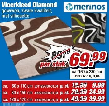 Aanbiedingen Vloerkleed diamond - Merinos - Geldig van 27/02/2017 tot 12/03/2017 bij Poco