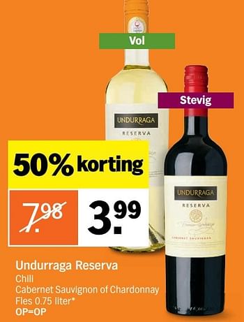 Aanbiedingen Undurraga reserva - Witte wijnen - Geldig van 06/03/2017 tot 12/03/2017 bij Albert Heijn
