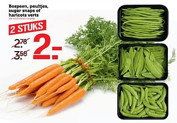 Aanbiedingen Bospeen, peultjes, sugar snaps of haricots verts - Huismerk - Coop - Geldig van 05/03/2017 tot 12/03/2017 bij Coop