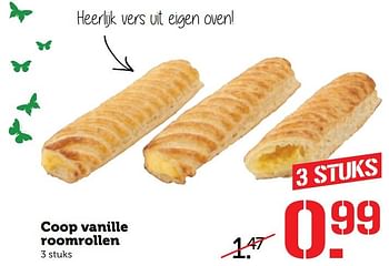 Aanbiedingen Coop vanille roomrollen - Huismerk - Coop - Geldig van 05/03/2017 tot 12/03/2017 bij Coop