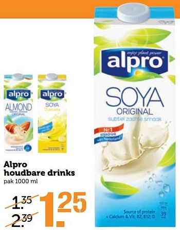 Aanbiedingen Alpro houdbare drinks - Alpro Soya - Geldig van 05/03/2017 tot 12/03/2017 bij Coop