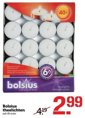 Aanbiedingen Bolsius theelichten - Bolsius - Geldig van 05/03/2017 tot 12/03/2017 bij Coop