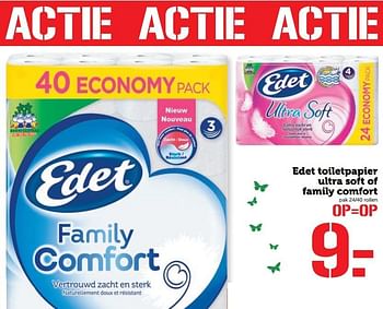 Aanbiedingen Edet toiletpapier ultra soft of family comfort - Edet - Geldig van 05/03/2017 tot 12/03/2017 bij Coop