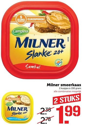 Aanbiedingen Milner smeerkaas - Milner - Geldig van 05/03/2017 tot 12/03/2017 bij Coop