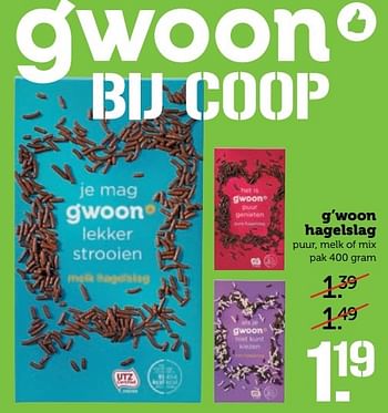 Aanbiedingen G`woon hagelslag - Huismerk - Coop - Geldig van 05/03/2017 tot 12/03/2017 bij Coop