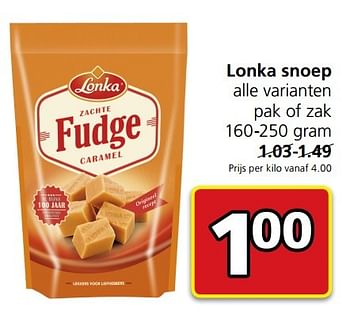 Aanbiedingen Lonka snoep - Lonka - Geldig van 06/03/2017 tot 12/03/2017 bij Jan Linders