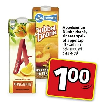 Aanbiedingen Appelsientje dubbeldrank, sinaasappelof appelsap - Appelsientje - Geldig van 06/03/2017 tot 12/03/2017 bij Jan Linders