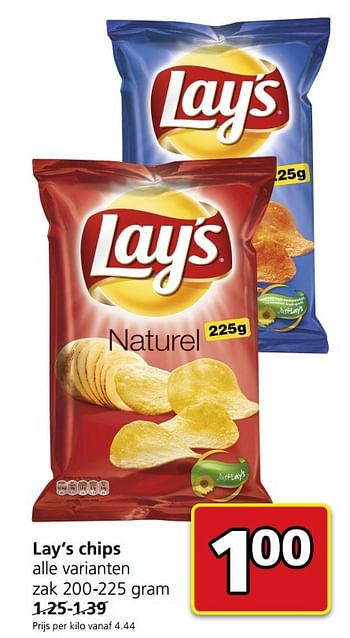 Aanbiedingen Lay`s chips - Lay's - Geldig van 06/03/2017 tot 12/03/2017 bij Jan Linders