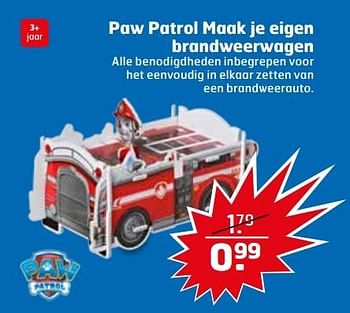 Aanbiedingen Paw patrol maak je eigen brandweerwagen - PAW  PATROL - Geldig van 07/03/2017 tot 12/03/2017 bij Trekpleister