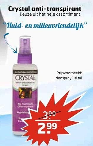 Aanbiedingen Crystal anti-transpirant - Crystal - Geldig van 28/02/2017 tot 12/03/2017 bij Trekpleister
