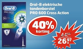 Aanbiedingen Oral-b elektrische tandenborstel pro 600 cross action - Oral-B - Geldig van 28/02/2017 tot 12/03/2017 bij Trekpleister