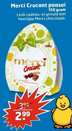 Aanbiedingen Merci crocant paasei - MERCI - Geldig van 28/02/2017 tot 12/03/2017 bij Trekpleister