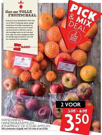Aanbiedingen Mandarijnen, handsinaasappelen, jonaprince of elstar appelen - Huismerk - Deka Markt - Geldig van 05/03/2017 tot 11/03/2017 bij Deka Markt