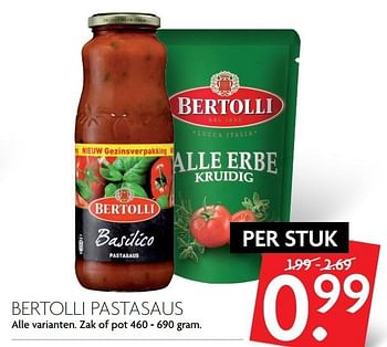 Aanbiedingen Bertolli pastasaus - Bertolli - Geldig van 05/03/2017 tot 11/03/2017 bij Deka Markt