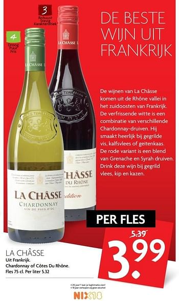 Aanbiedingen La châsse uit frankrijk. chardonnay of côtes du rhône. - Witte wijnen - Geldig van 05/03/2017 tot 11/03/2017 bij Deka Markt