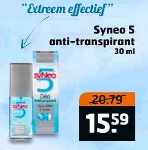 Aanbiedingen Syneo 5 anti-transpirant - Syneo - Geldig van 28/02/2017 tot 12/03/2017 bij Trekpleister