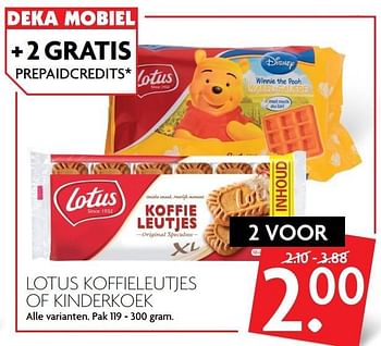 Aanbiedingen Lotus koffieleutjes of kinderkoek - Lotus Bakeries - Geldig van 05/03/2017 tot 11/03/2017 bij Deka Markt