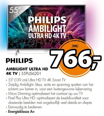 Aanbiedingen Philips ambilight ultra hd 4k tv 55pus6201 - Philips - Geldig van 05/03/2017 tot 12/03/2017 bij Expert