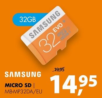 Aanbiedingen Samsung micro sd mb-mp32da-eu - Samsung - Geldig van 05/03/2017 tot 12/03/2017 bij Expert