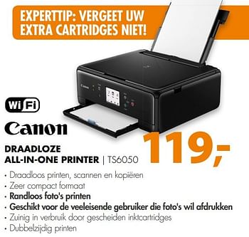 Aanbiedingen Canon draadloze all-in-one printer ts6050 - Canon - Geldig van 05/03/2017 tot 12/03/2017 bij Expert