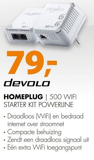 Aanbiedingen Devolo homeplug 500 wifi starter kit powerline - Devolo - Geldig van 05/03/2017 tot 12/03/2017 bij Expert