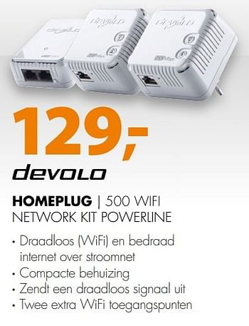 Aanbiedingen Devolo homeplug 500 wifi network kit powerline - Devolo - Geldig van 05/03/2017 tot 12/03/2017 bij Expert