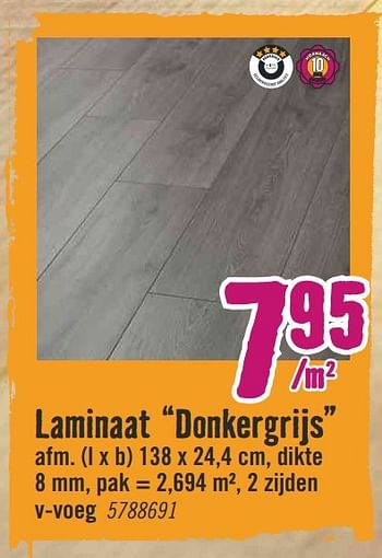 Aanbiedingen Laminaat donkergrijs - Huismerk Hornbach - Geldig van 26/02/2017 tot 12/03/2017 bij Hornbach