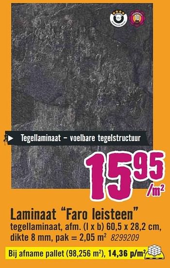 Aanbiedingen Laminaat faro leisteen - Huismerk Hornbach - Geldig van 26/02/2017 tot 12/03/2017 bij Hornbach