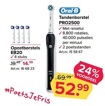 Aanbiedingen Oral-b tandenborstel pro2500 - Oral-B - Geldig van 27/02/2017 tot 12/03/2017 bij Kijkshop