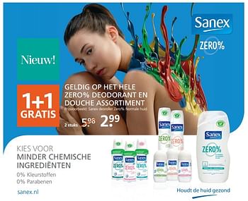 Aanbiedingen Sanex deoroller zero% normale huid - Sanex - Geldig van 06/03/2017 tot 12/03/2017 bij Etos