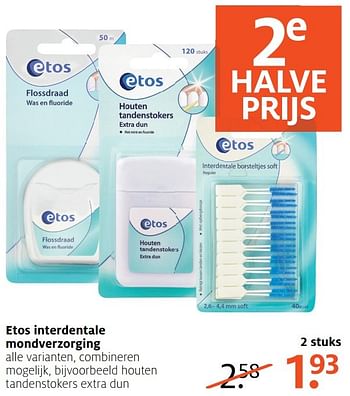 Aanbiedingen Houten tandenstokers extra dun - Huismerk - Etos - Geldig van 06/03/2017 tot 12/03/2017 bij Etos