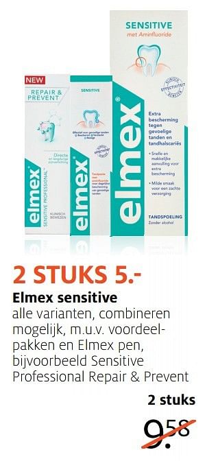 Aanbiedingen Sensitive professional repair + prevent - Elmex - Geldig van 06/03/2017 tot 12/03/2017 bij Etos