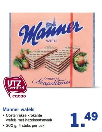 Aanbiedingen Manner wafels - Huismerk - Lidl - Geldig van 06/03/2017 tot 11/03/2017 bij Lidl
