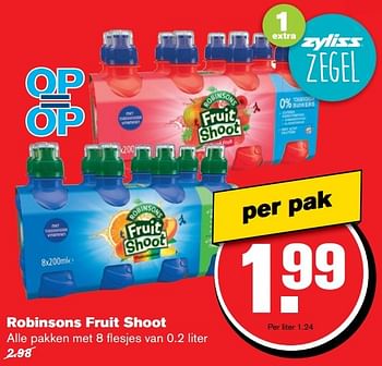 Aanbiedingen Robinsons fruit shoot - Robinsons - Geldig van 08/03/2017 tot 14/03/2017 bij Hoogvliet