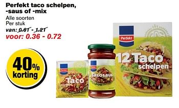 Aanbiedingen Perfekt taco schelpen, -saus of -mix - Perfekt - Geldig van 08/03/2017 tot 14/03/2017 bij Hoogvliet