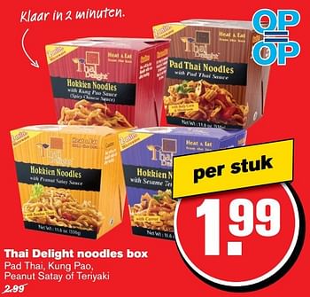 Aanbiedingen Thai delight noodles box - Delight - Geldig van 08/03/2017 tot 14/03/2017 bij Hoogvliet