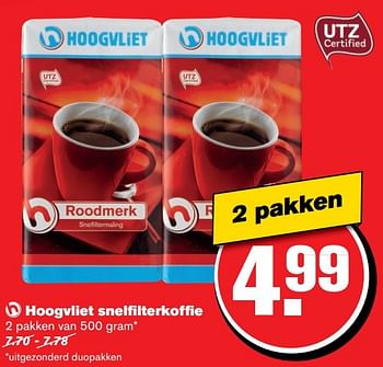 Aanbiedingen Hoogvliet snelfilterkoffie - Huismerk - Hoogvliet - Geldig van 08/03/2017 tot 14/03/2017 bij Hoogvliet