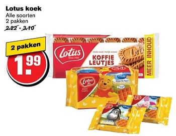 Aanbiedingen Lotus koek alle soorten - Lotus Bakeries - Geldig van 08/03/2017 tot 14/03/2017 bij Hoogvliet