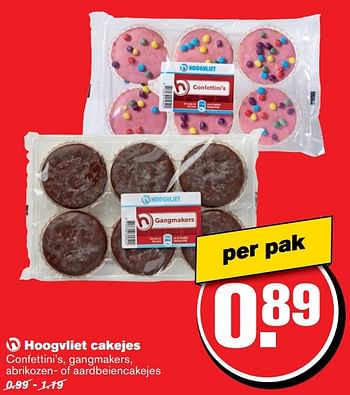 Aanbiedingen Hoogvliet cakejes confettini`s, gangmakers, abrikozen- of aardbeiencakejes - Huismerk - Hoogvliet - Geldig van 08/03/2017 tot 14/03/2017 bij Hoogvliet
