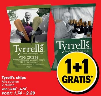 Aanbiedingen Tyrell`s chips - Tyrrells - Geldig van 08/03/2017 tot 14/03/2017 bij Hoogvliet