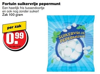 Aanbiedingen Fortuin suikervrije pepermunt - Fortuin - Geldig van 08/03/2017 tot 14/03/2017 bij Hoogvliet