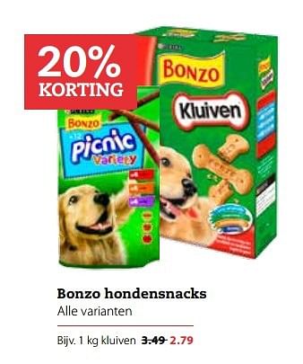 Aanbiedingen Bonzo hondensnacks - Bonzo - Geldig van 06/03/2017 tot 19/03/2017 bij Boerenbond
