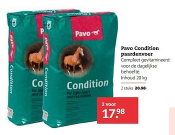 Aanbiedingen Pavo condition paardenvoer - Pavo - Geldig van 06/03/2017 tot 19/03/2017 bij Boerenbond